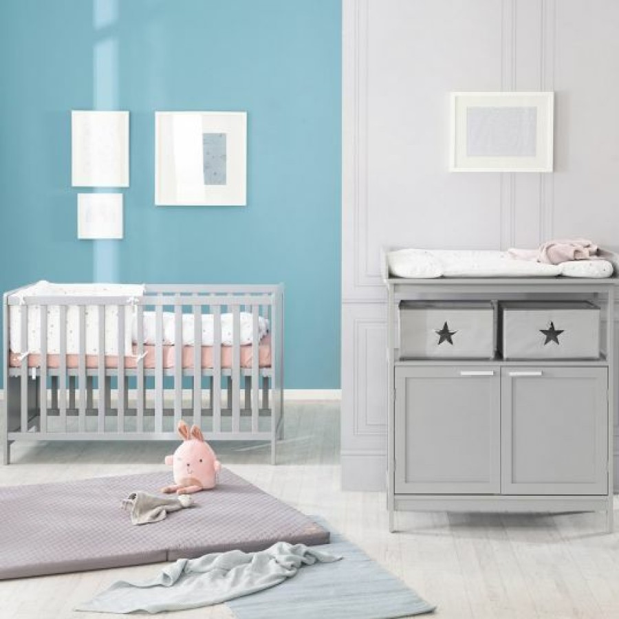 * Roba Sparset Kinderzimmer Hamburg Mit Bett, Wickelkommode & 2 Canvas Boxen Taupe