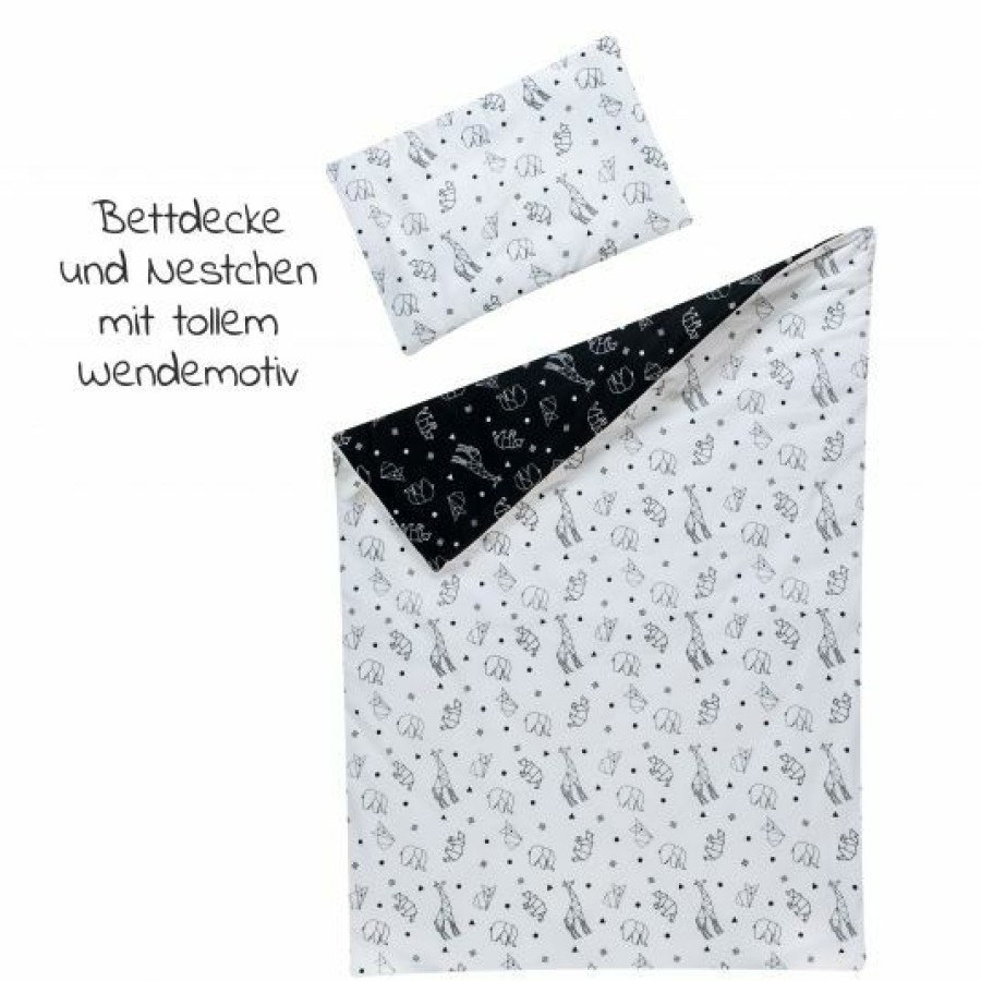 * Schardt 4-Tlg. Bettwasche-Set Decke 100 X 135 Cm , Kissen 40 X 60 Cm, Nestchen, Himmel Origami Black Kollektion 2022