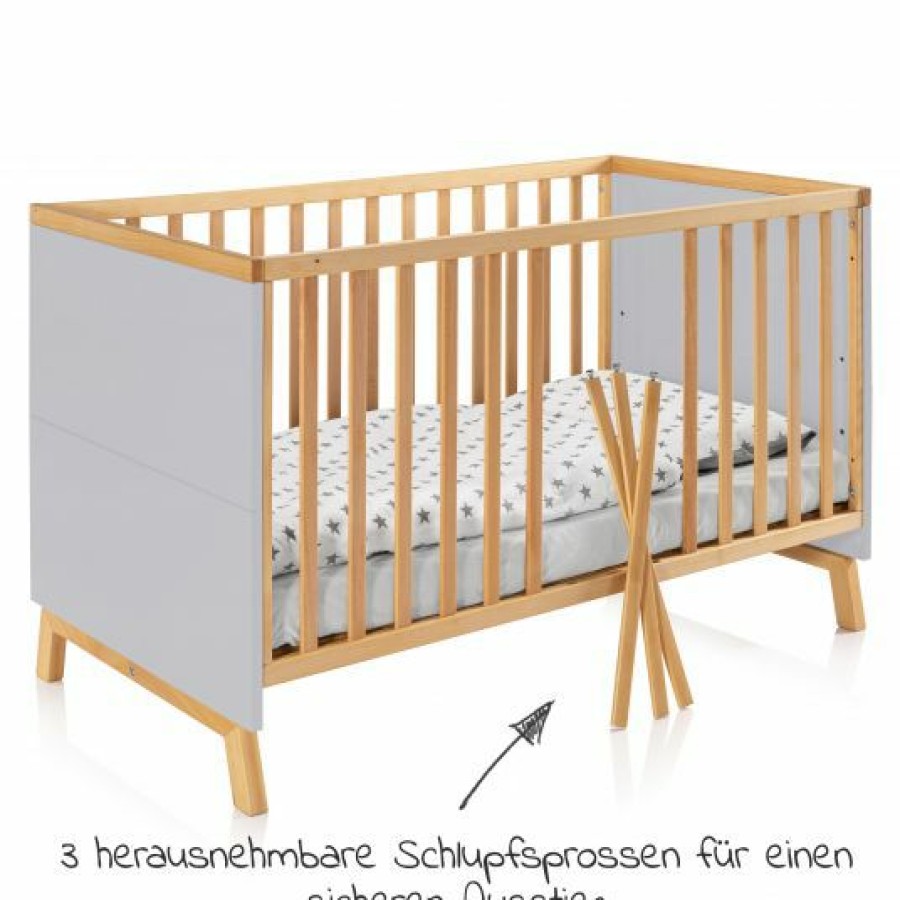 * Schardt Baby- Und Kinderbett Designline Deluxe Buche Teilmassiv 70 X 140 Cm Natur Grau