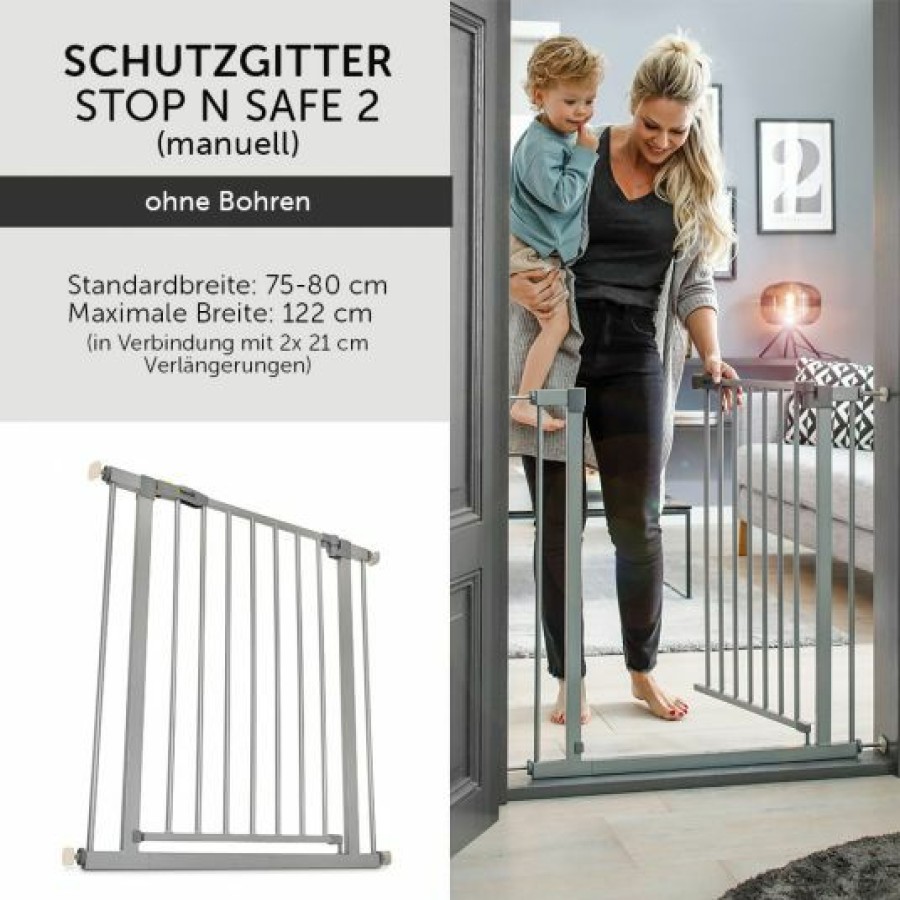 * Hauck Turschutzgitter Stop N Safe 2 (75 Bis 80 Cm) Ohne Bohren Silver