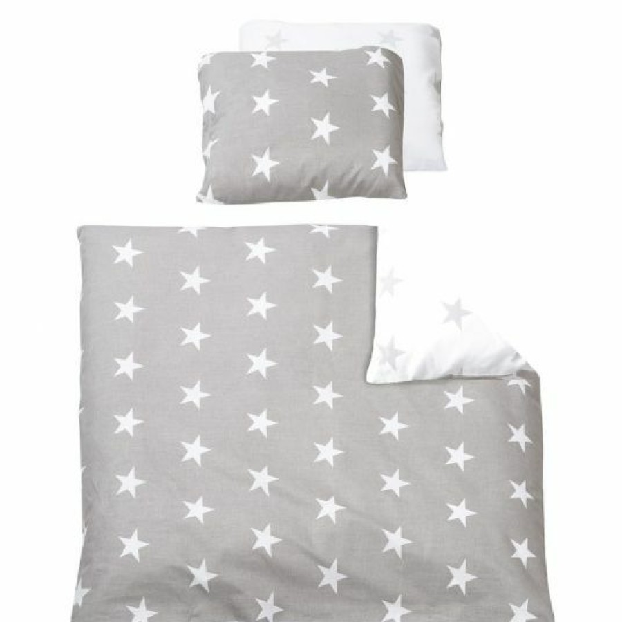 * Roba Wende-Bettwasche 80 X 80 Cm Little Stars Grau Weis