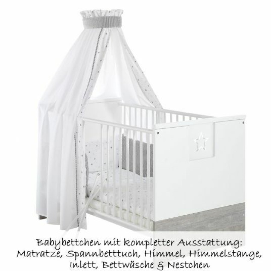 * Schardt Kinderzimmer Eco Star 15-Tlg. Mit Schiebeturschrank Inkl. Textilkollektion Sternchen Grau