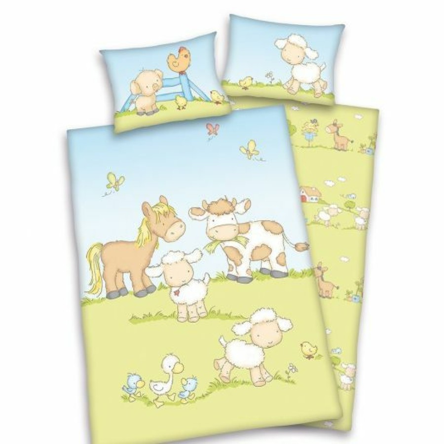 * Baby Best Wende-Bettwasche 100 X 135 Cm Tierkinder Bauernhof