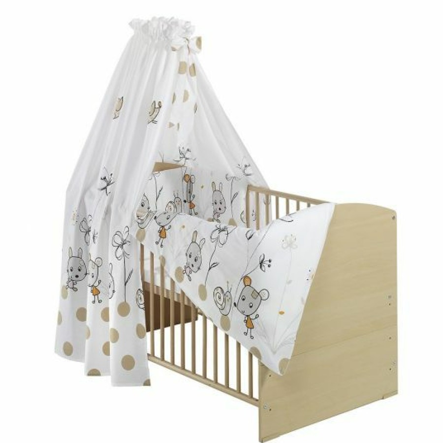 * Schardt Baby-Komplettbett-Set Classic-Line Inkl. Bettwasche, Himmel, Nestchen & Matratze Natur 70 X 140 Cm Capucine