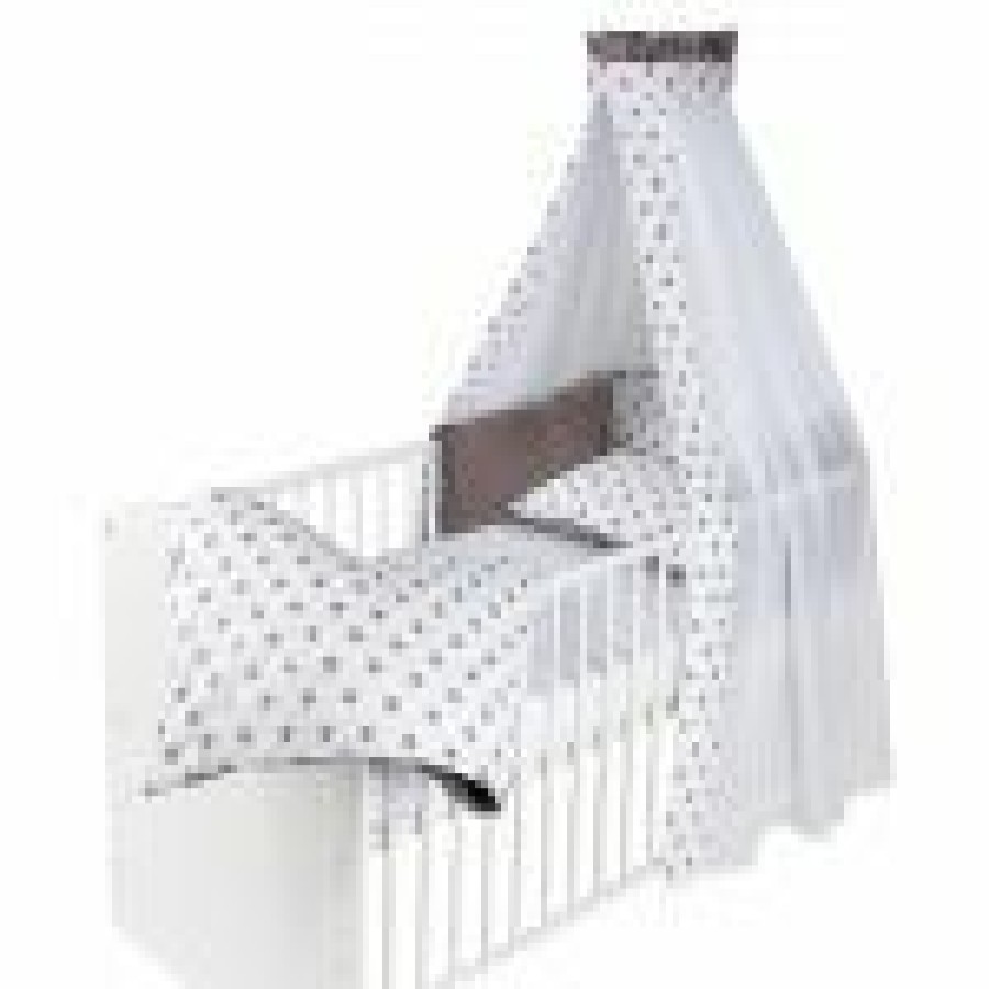 * Schardt Baby-Komplettbett-Set Classic-Line Inkl. Bettwasche, Himmel, Nestchen & Matratze Natur 70 X 140 Cm Capucine