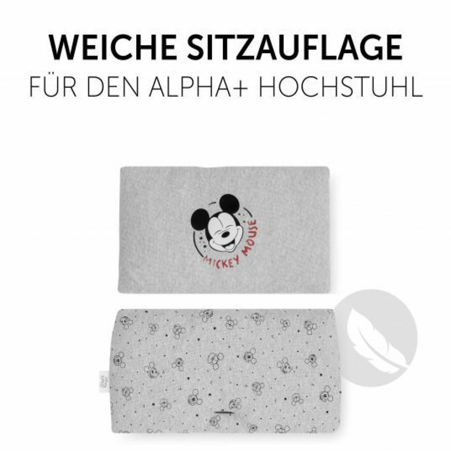 * Hauck Sitzkissen / Hochstuhlauflage Fur Alpha Hochstuhl Highchair Pad Deluxe Disney Mickey Mouse Grey