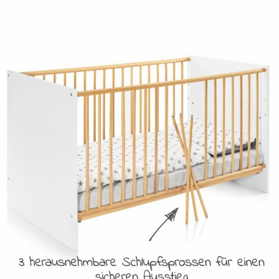 * Schardt Baby- Und Kinderbett Designline Basic Buche Teilmassiv 70 X 140 Cm Natur Weis