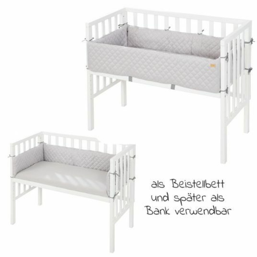 * Roba 2In1 Beistellbett, Bank & Matratze & Nestchen Roba Style Silbergrau Weis