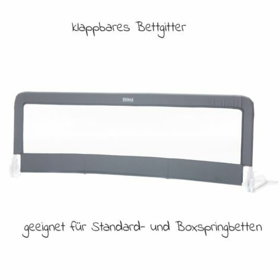 * Fillikid Bettgitter Klappbar Fur Standard & Boxspringbetten 150 X 50 Cm Grau