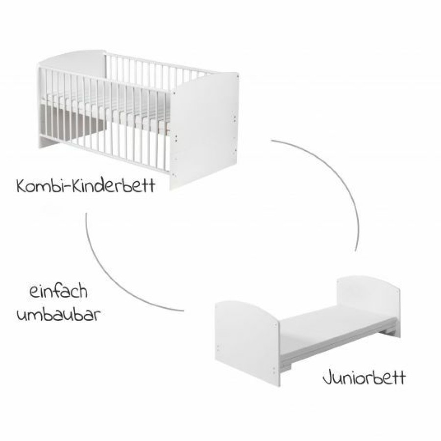 * Schardt Babybett-Komplett-Set Classic-Line Inkl. Bettwasche, Himmel, Nestchen & Matratze Weis 70 X 140 Cm Origami Beige Kollektion 2022