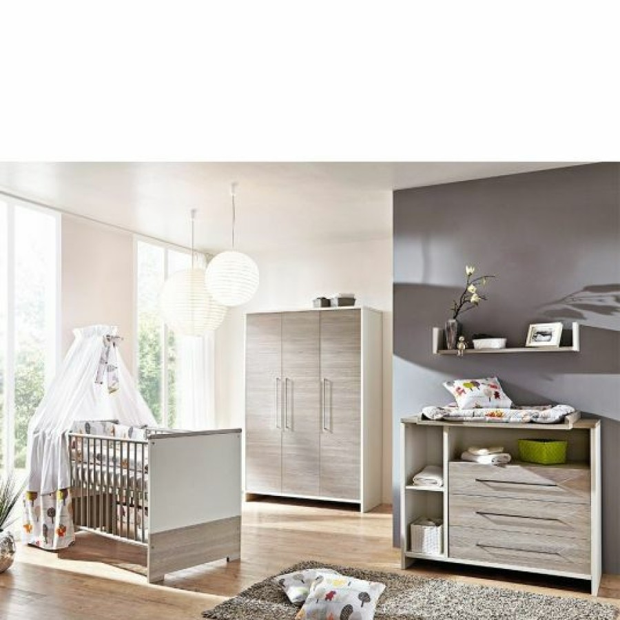 * Schardt Kinderzimmer Eco Silber 15-Tlg. Mit 3-Turigem Schrank Inkl. Textilkollektion Waldtiere