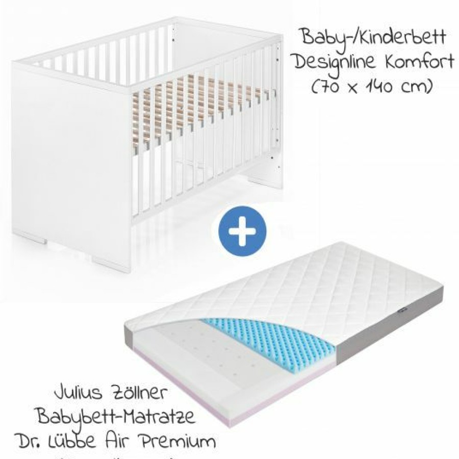 * Schardt 7-Tlg. Kinderbett Set & Matratze Dr. Lubbe Air, Steppbett 100 135+40 60, 2X Bettlaken, Betteinlage 70 X 140 Cm Weis