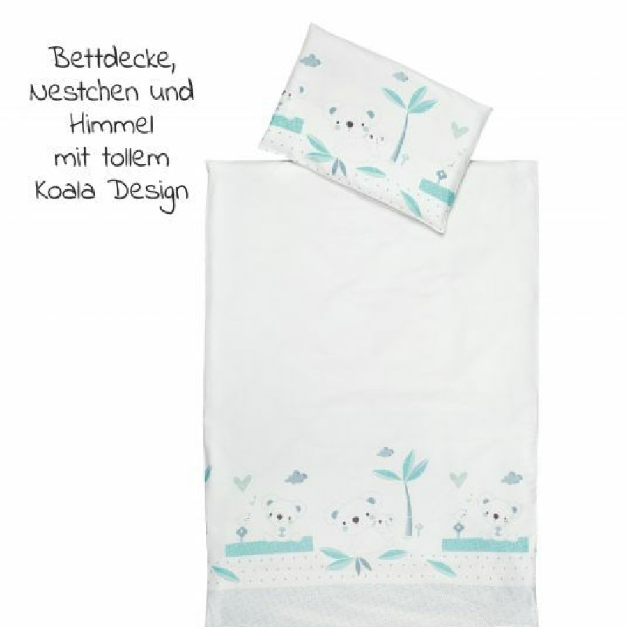 * Schardt 4-Tlg. Bettwasche-Set Decke 100 X 135 Cm , Kissen 40 X 60 Cm, Nestchen, Himmel Koala Kollektion 2022