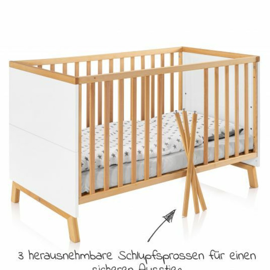 * Schardt Baby- Und Kinderbett Designline Deluxe Buche Teilmassiv 70 X 140 Cm Natur Weis