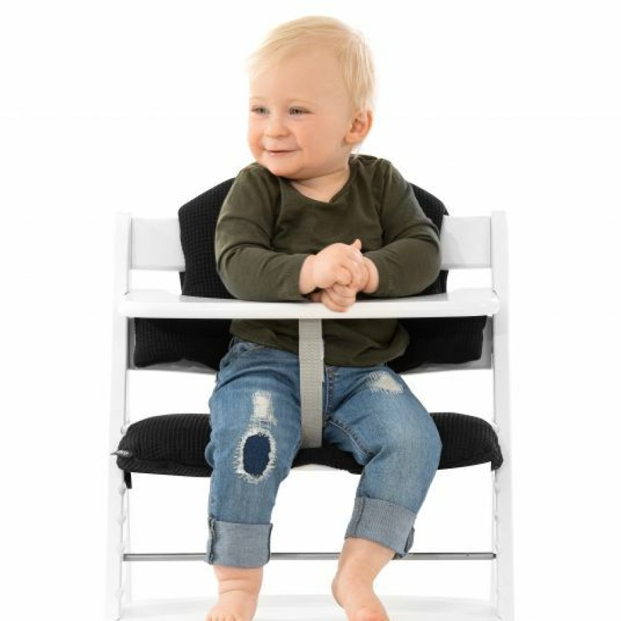 * Hauck Sitzkissen / Hochstuhlauflage Fur Alpha Hochstuhl Highchair Pad Select Waffle Pique Black