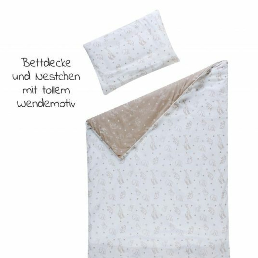 * Schardt 4-Tlg. Bettwasche-Set Decke 100 X 135 Cm , Kissen 40 X 60 Cm, Nestchen, Himmel Origami Beige Kollektion 2022