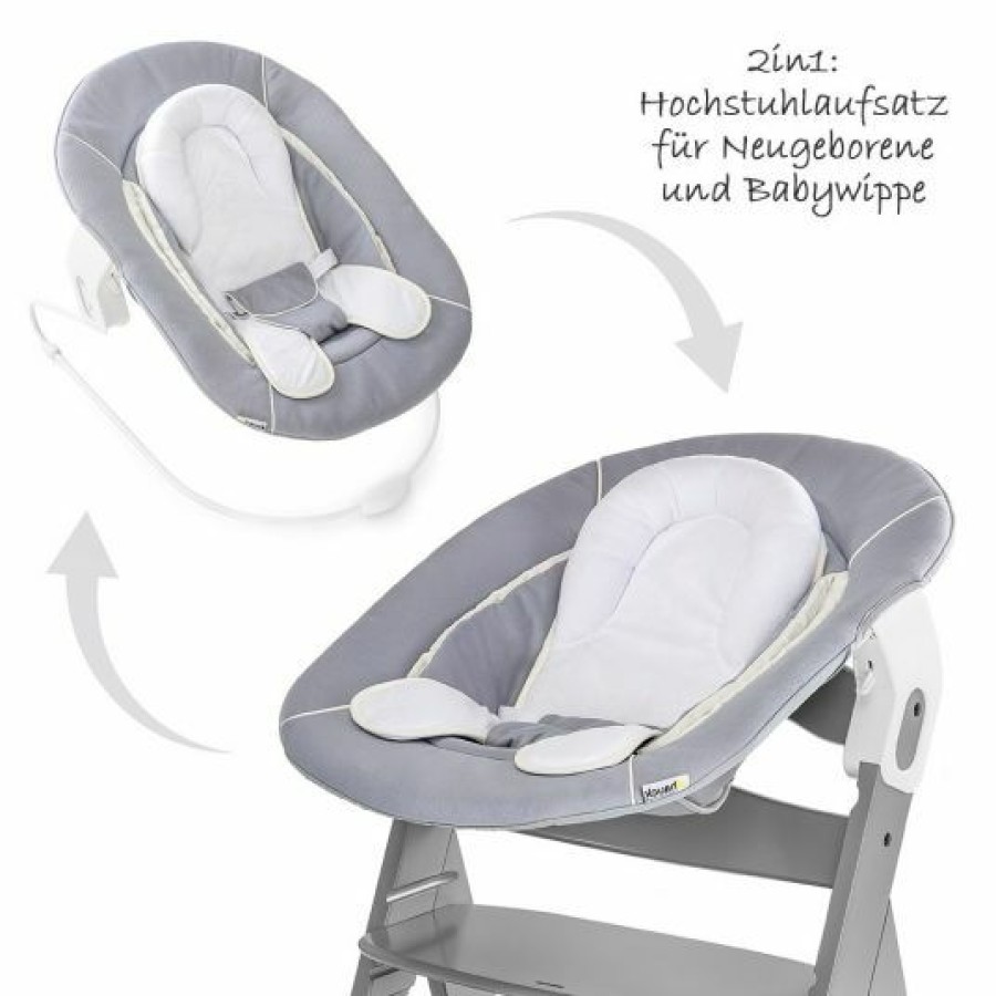 * Hauck Neugeborenenaufsatz & Wippe Fur Alpha Hochstuhl Bouncer 2In1 Stretch Grey