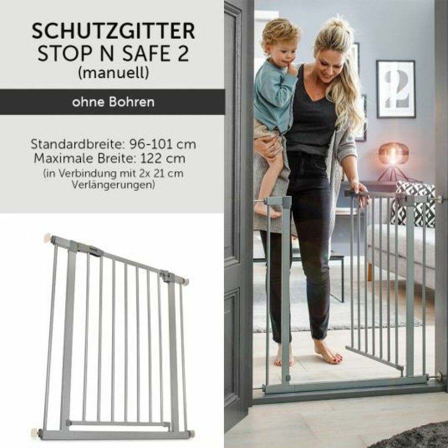 * Hauck Treppenschutzgitter Stop N Safe 2 (96 Bis 101 Cm) Inkl. 21 Cm Verlangerung Ohne Bohren Silver