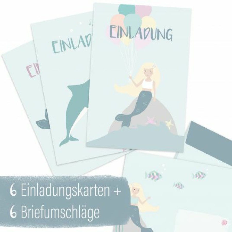 * Mintkind Einladungskarten Kindergeburtstag Inkl. Briefumschlage Meerjungfrau