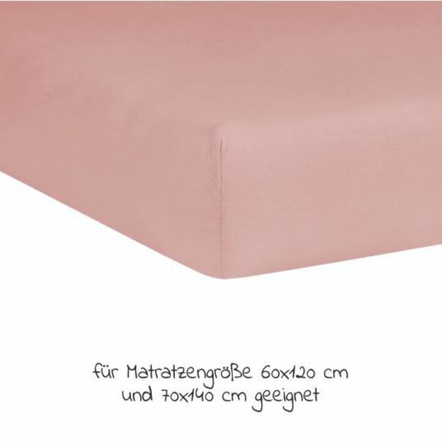 * Julius Zollner Spannbetttuch Fur Kinderbett 60 X 120 / 70 X 140 Cm Blush