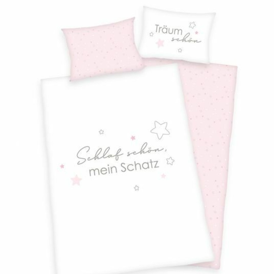 * Baby Best Wende-Bettwasche 100 X 135 Cm Kleiner Schatz Rosa