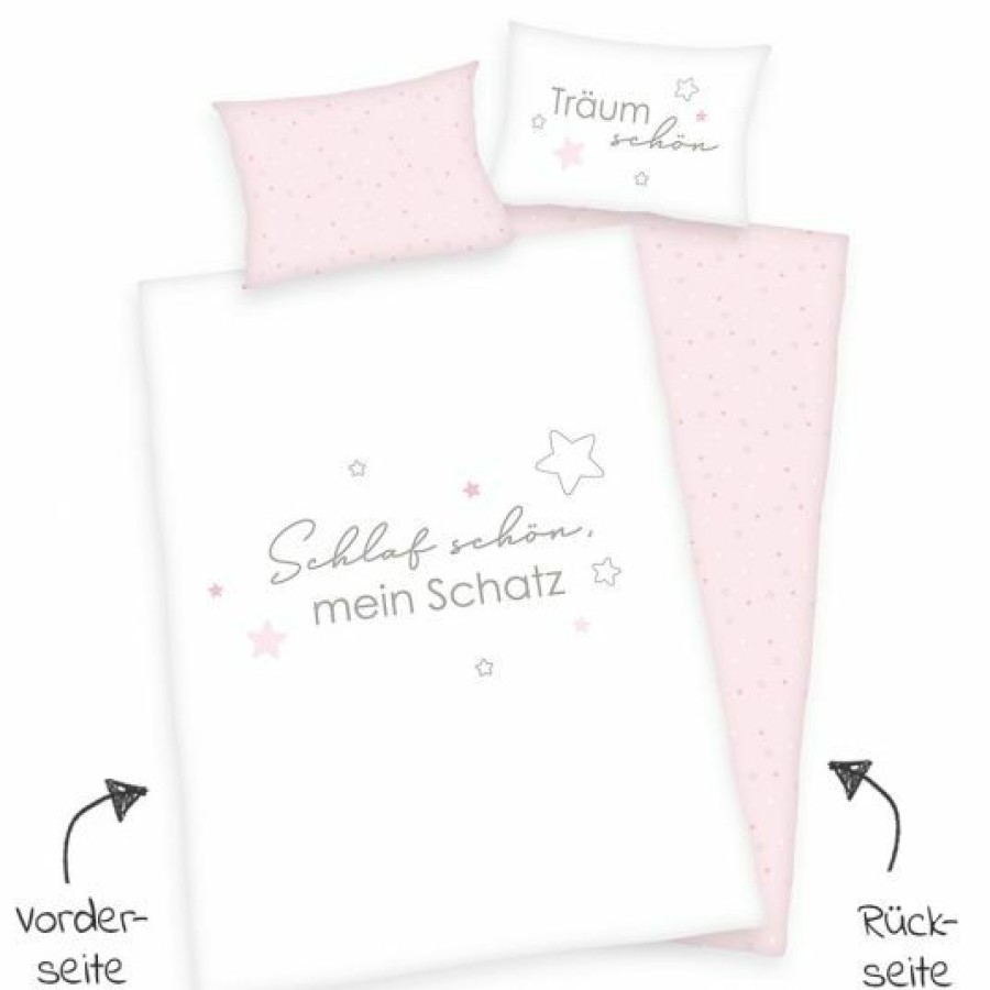 * Baby Best Wende-Bettwasche 100 X 135 Cm Kleiner Schatz Rosa