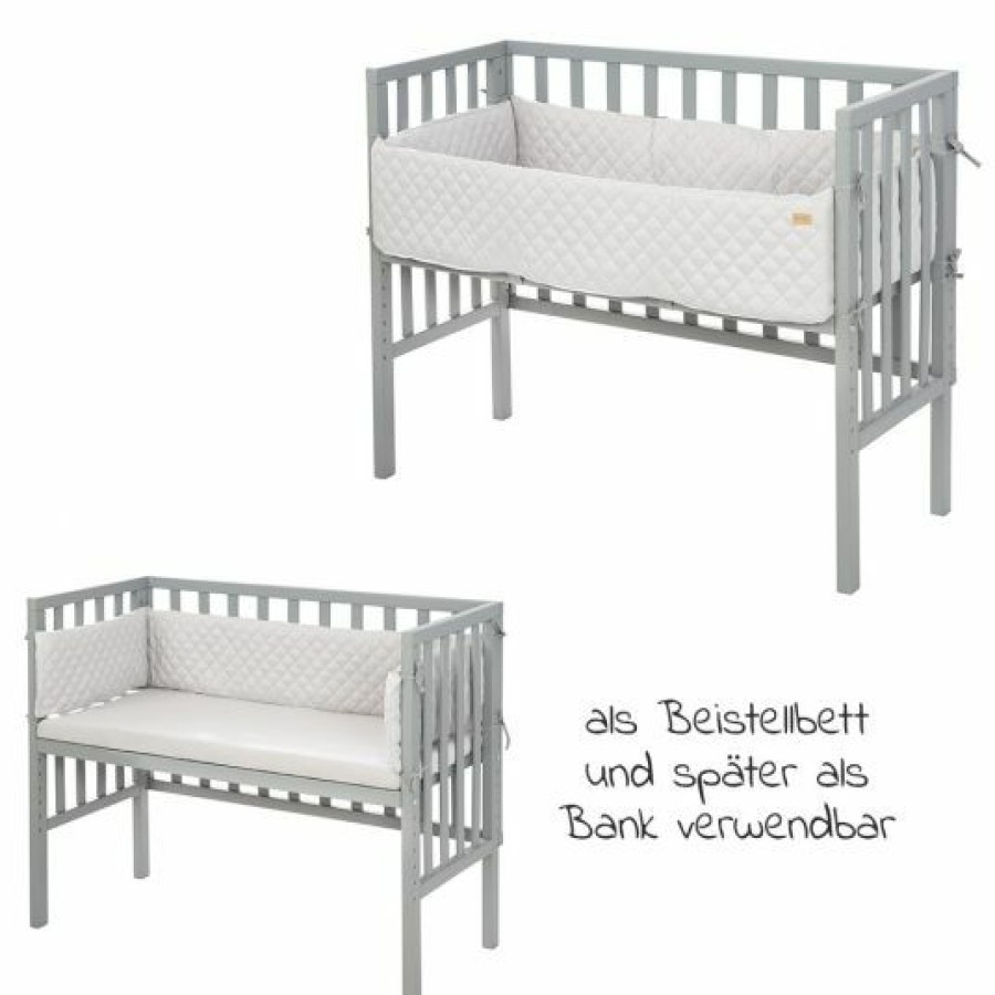 * Roba 2In1 Beistellbett, Bank & Matratze & Nestchen Roba Style Silbergrau Taupe