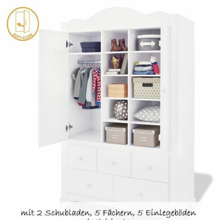 * Pinolino Kleiderschrank Pino 2-Turig Kiefer Massiv