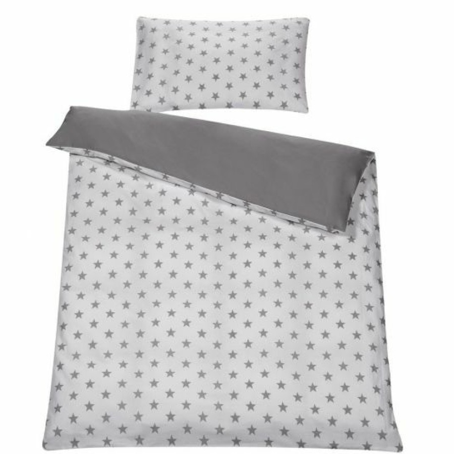 * Schardt Baby-Komplettbett-Set Classic-Line Inkl. Bettwasche, Himmel, Nestchen & Matratze Weis 70 X 140 Cm Big Stars Grey