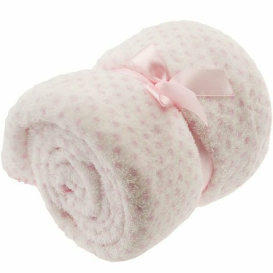 * Bieco Kuscheldecke Flausch 70 X 100 Cm Tupfen Rosa