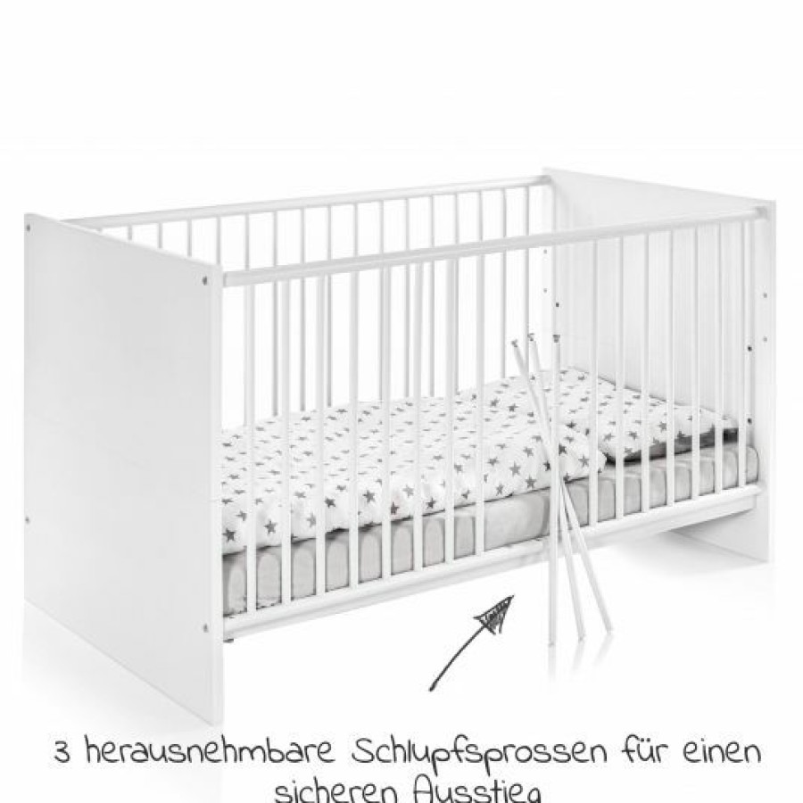 * Schardt Baby- Und Kinderbett Designline Basic Buche Teilmassiv 70 X 140 Cm Weis