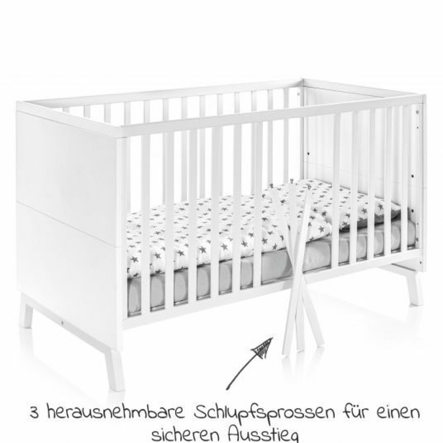 * Schardt Baby- Und Kinderbett Designline Deluxe Buche Teilmassiv 70 X 140 Cm Weis