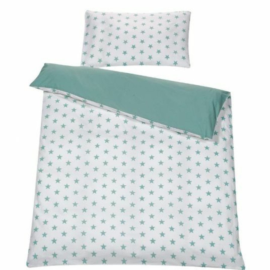 * Schardt Baby-Komplettbett-Set Classic-Line Inkl. Bettwasche, Himmel, Nestchen & Matratze Weis 70 X 140 Cm Big Stars Mint