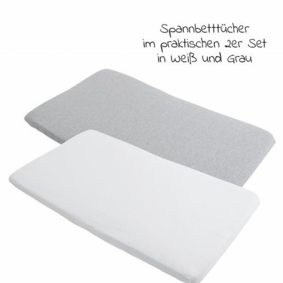 * Maxi-Cosi Spannbetttuch 2Er Pack Fur Reisebett Iris Weis / Grau Kollektion 2022