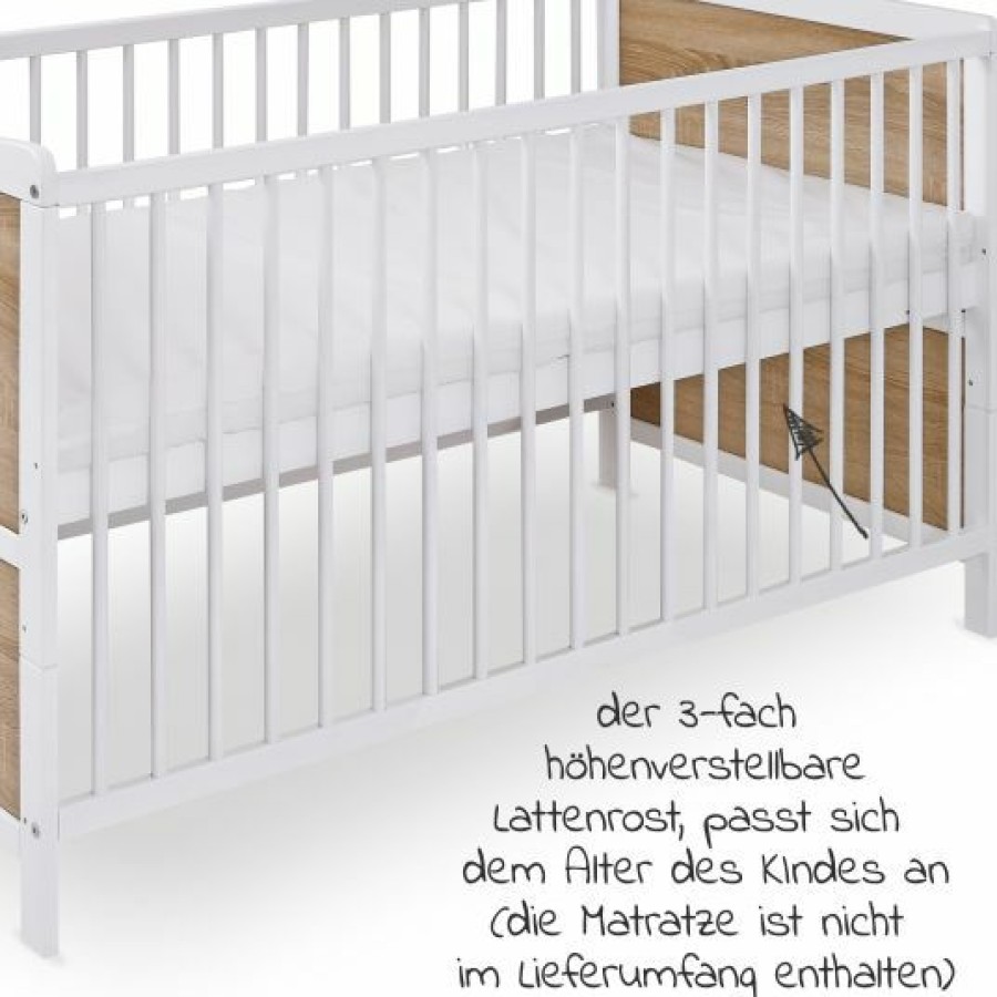 * Jonka Babybett Und Kinderbett Max 70 X 140 Cm Weis Eiche