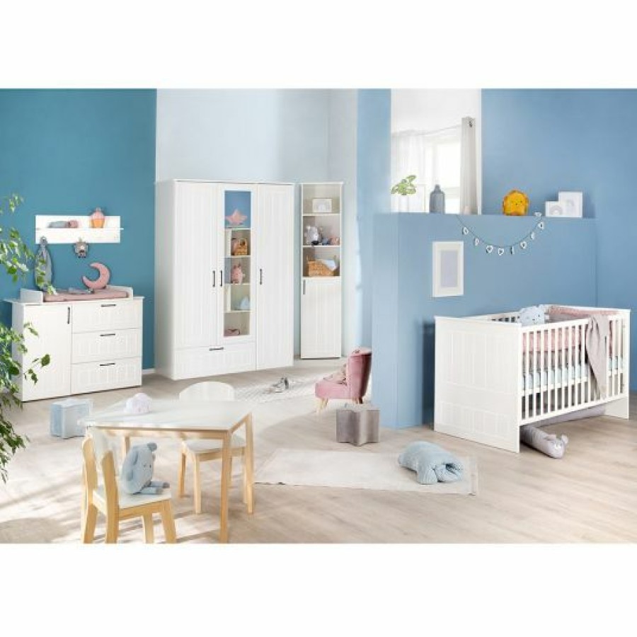 * Roba Kinderzimmer Sylt Baby Mit 3-Turigem Schrank, Bett, Breiter Wickelkommode Weis