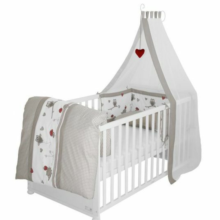 * Roba Baby-Komplett-Bett-Set Lukas Inkl. Bettwasche, Himmel, Himmelstange, Nestchen & Matratze Weis 70 X 140 Cm Adam & Eule