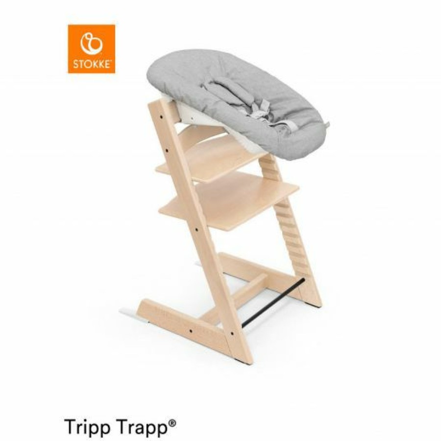 * Stokke Tripp Trapp Natur Newborn Set Hochstuhl + Neugeborenenaufsatz (Verstellbar) Grey