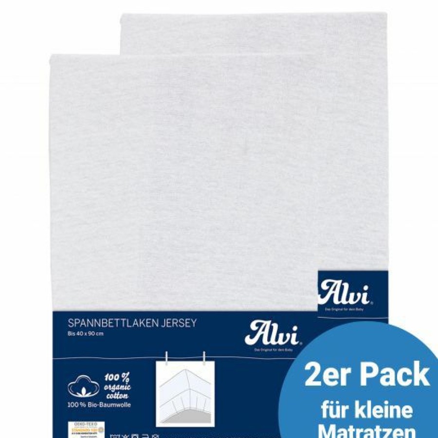 * Alvi Spannbetttuch 2Er Pack Aus Bio-Baumwolle Fur Kleine Matratzen 40 X 90 Cm Weis