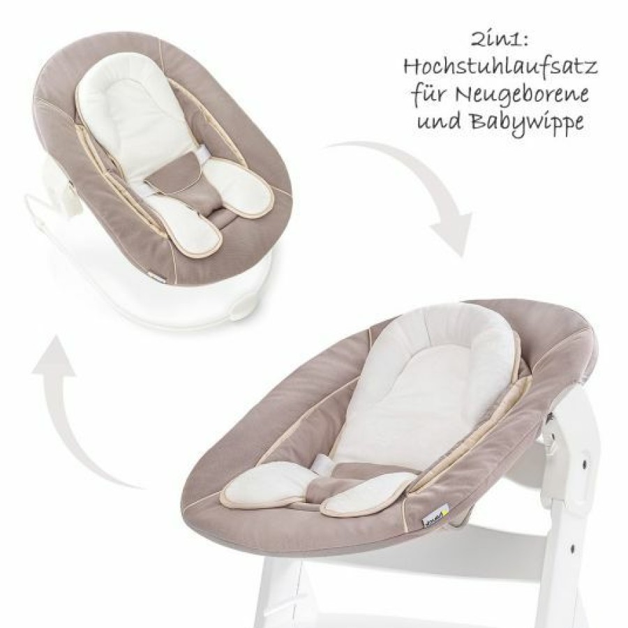 * Hauck Neugeborenenaufsatz & Wippe Fur Alpha Hochstuhl Bouncer 2In1 Stretch Beige