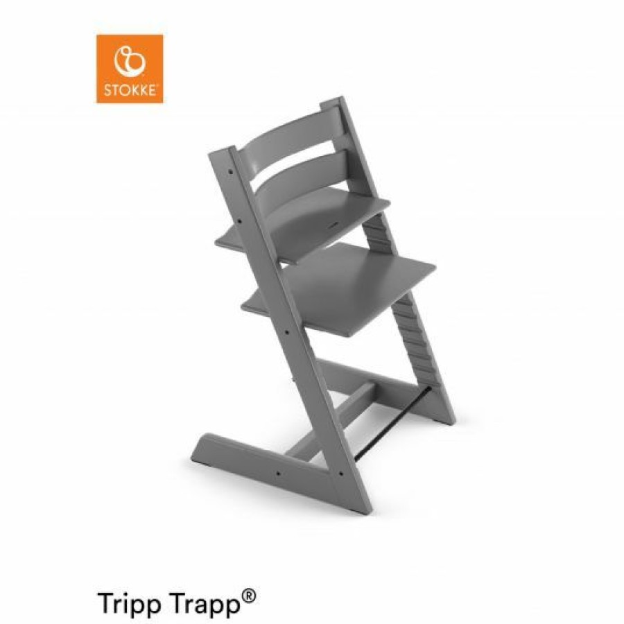 * Stokke Mitwachsender Treppenhochstuhl Tripp Trapp Buchenholz Lackiert Storm Grey / Grau