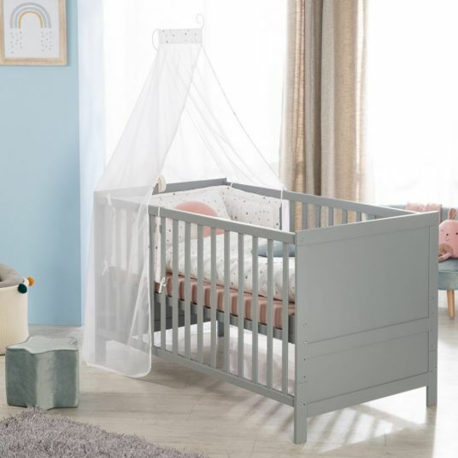 * Roba Babybett-Komplett-Set Taupe Inkl. Bettwasche, Himmel, Nestchen & Matratze 70 X 140 Cm Sternenzauber Grau