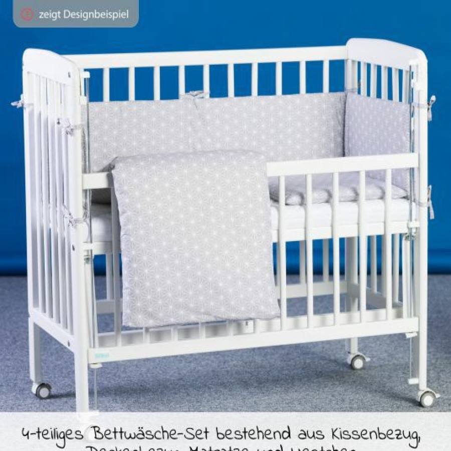 * Fillikid 4-Tlg. Bettwasche-Set Fur Nino Decke 80 X 80 Cm, Kissen 35 X 40 Cm, Matratze & Nestchen Cube Grey Kollektion 2022