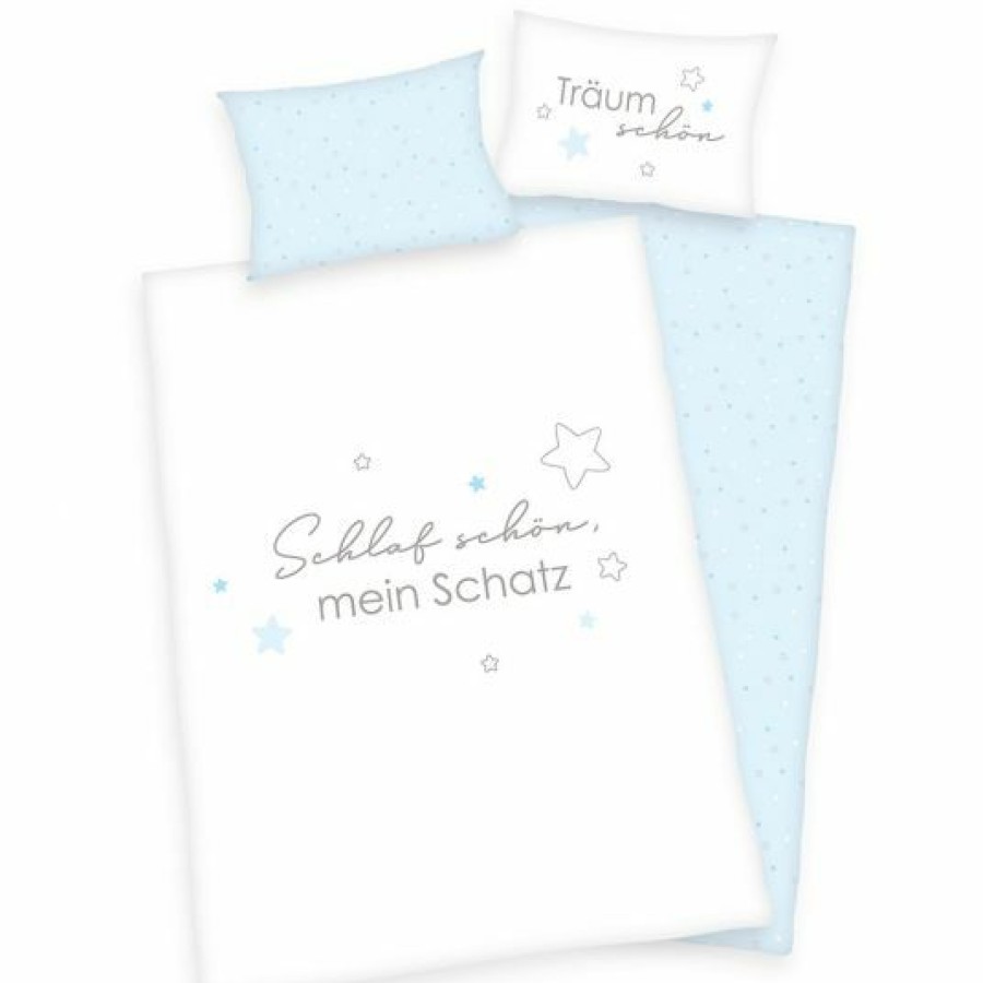 * Baby Best Wende-Bettwasche 100 X 135 Cm Kleiner Schatz Blau