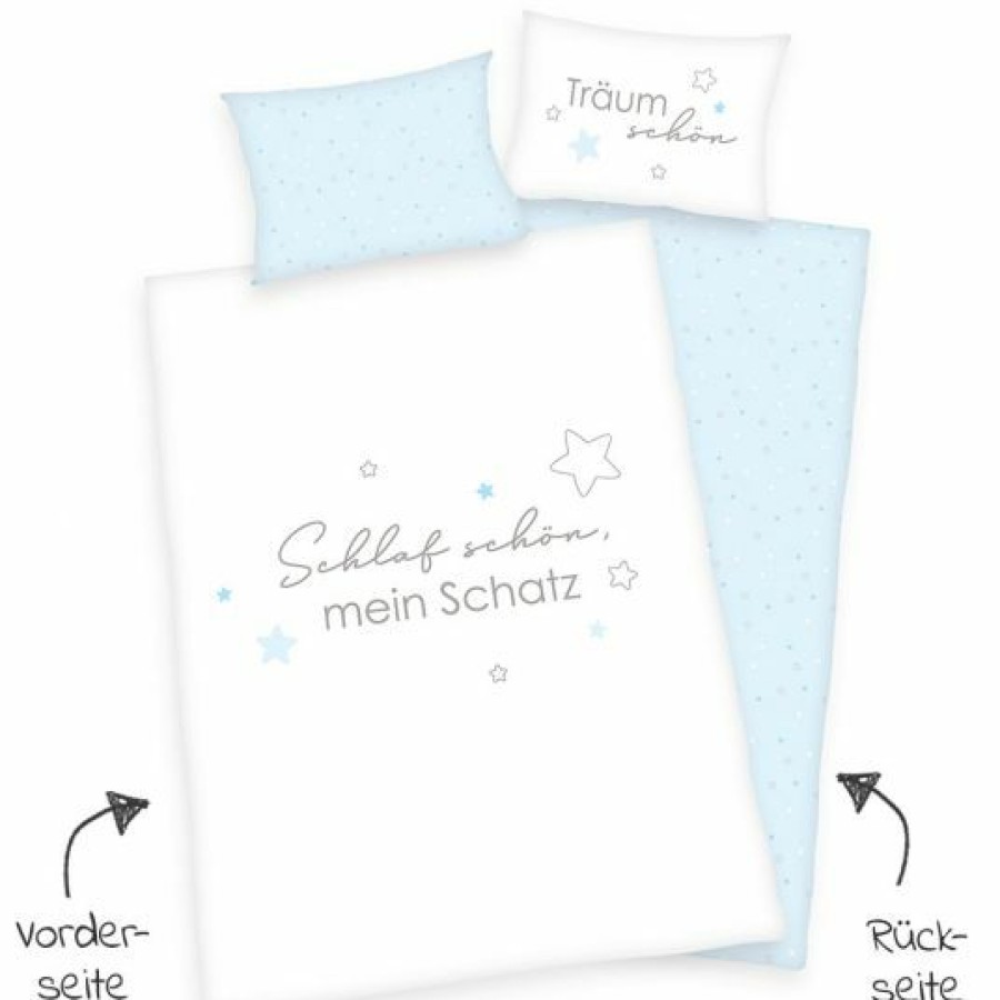 * Baby Best Wende-Bettwasche 100 X 135 Cm Kleiner Schatz Blau