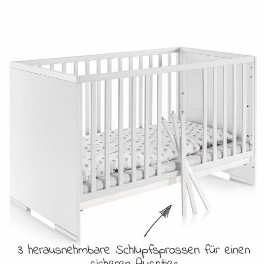 * Schardt Baby- Und Kinderbett Designline Komfort Buche Teilmassiv 70 X 140 Cm Weis