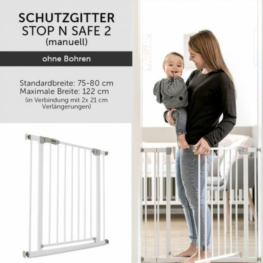 * Hauck Turschutzgitter Stop N Safe 2 (75 Bis 80 Cm) Ohne Bohren White