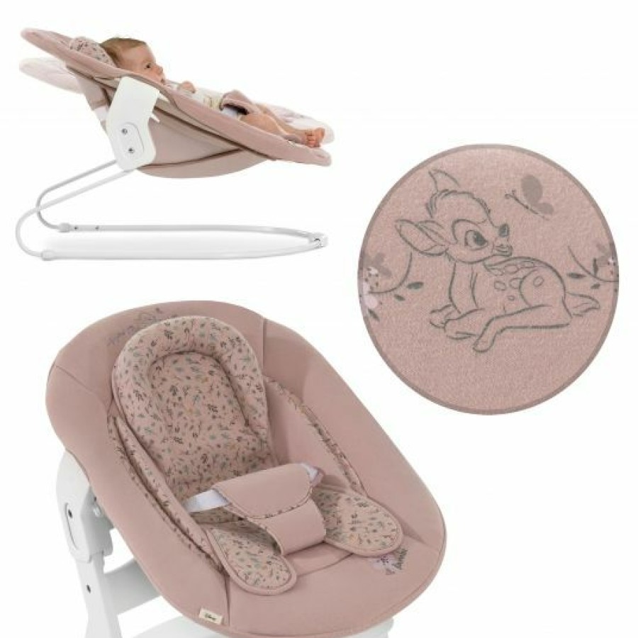 * Hauck Neugeborenenaufsatz & Wippe Fur Alpha Hochstuhl Bouncer 2In1 Disney Bambi Rose