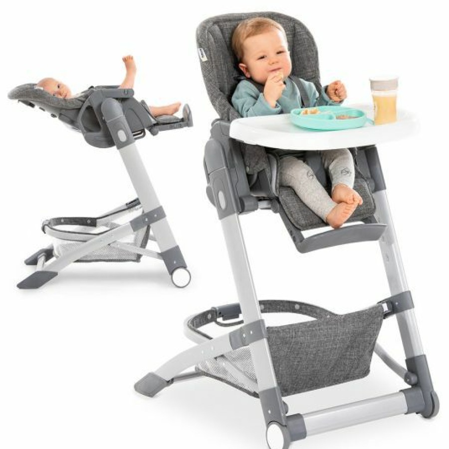 * Hauck Hochstuhl & Babyliege Ab Geburt Grow Up Newborn Set (Faltbar & Klappbar) Melange Grey