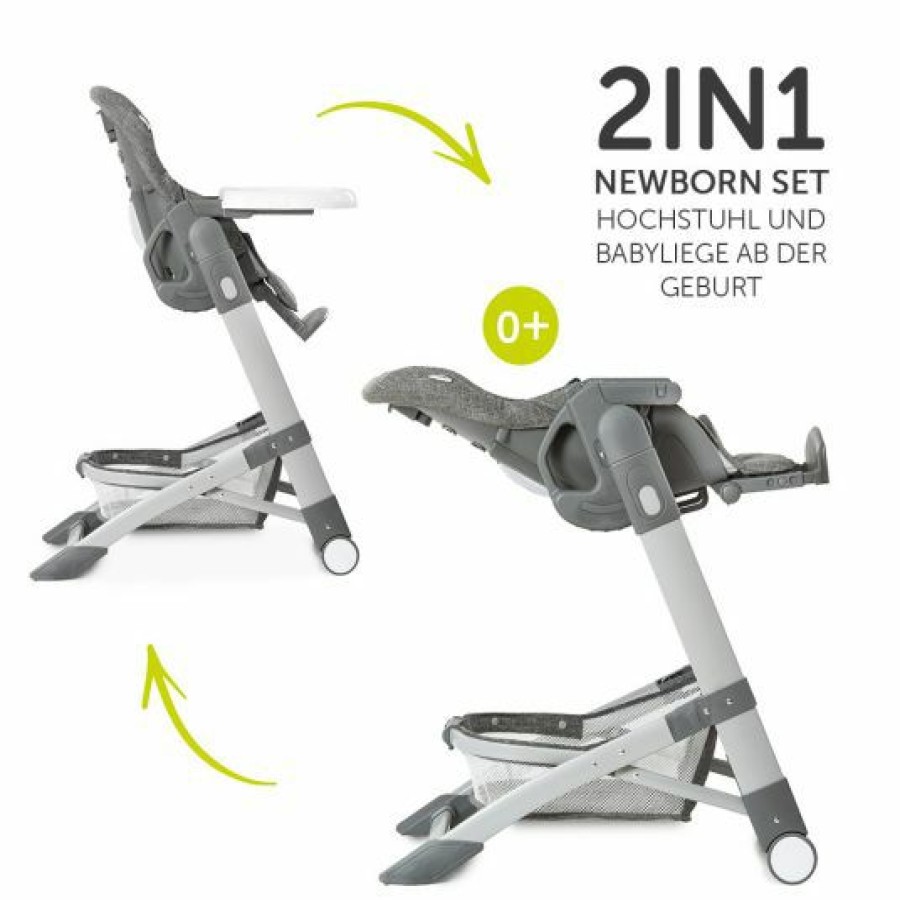 * Hauck Hochstuhl & Babyliege Ab Geburt Grow Up Newborn Set (Faltbar & Klappbar) Melange Grey